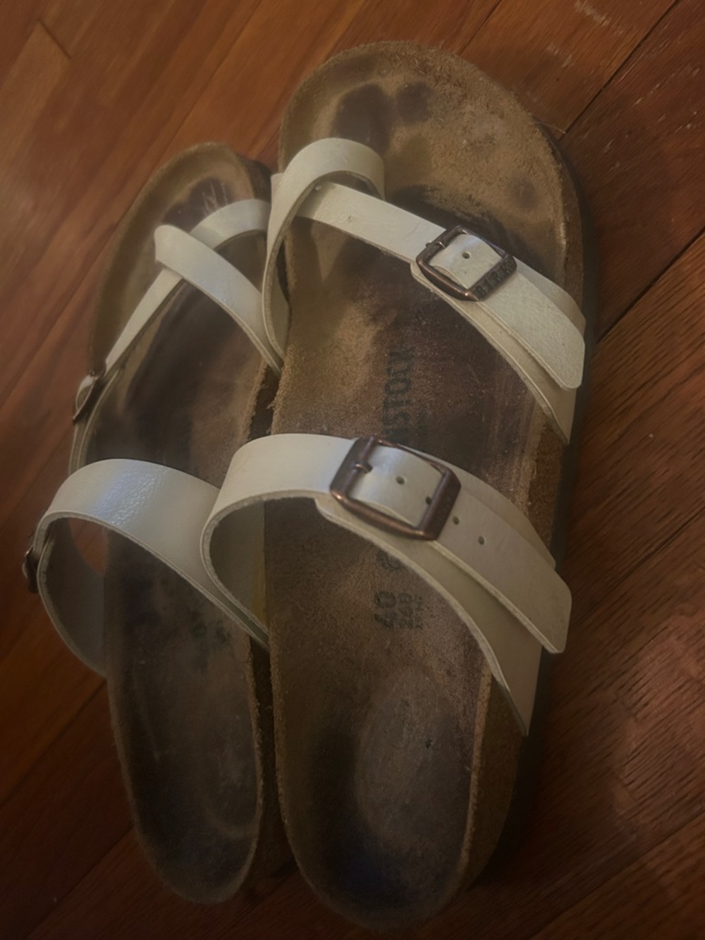 Birkenstock Pearl Beige Two-Strap Buckle Sandals - Picture 4 of 5